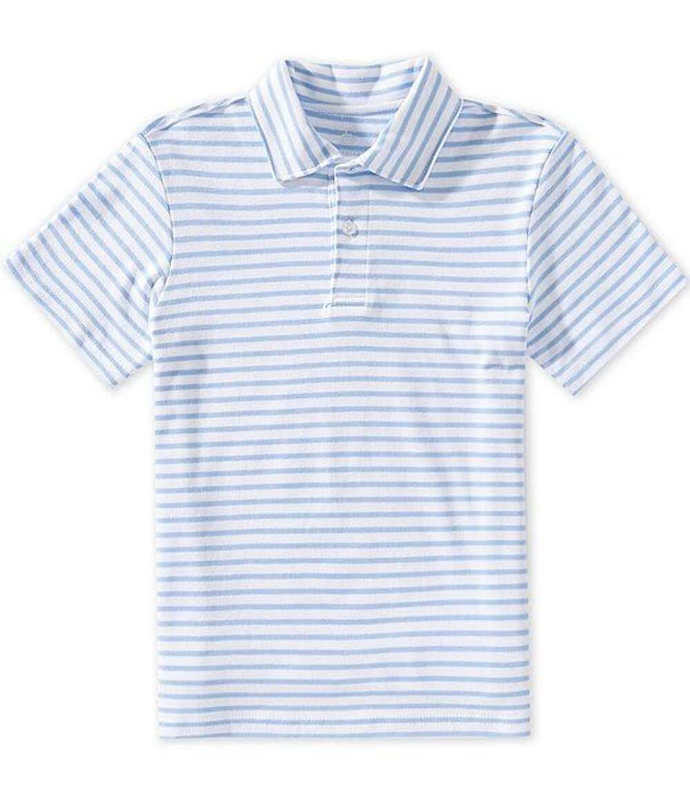 Class Club Polo Size 14/16 Blue White Striped Short Sleeve Shirt